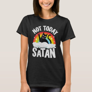 Camiseta Não Hoje Satã Gato Arco-Íris Gótico Jesus Morte En