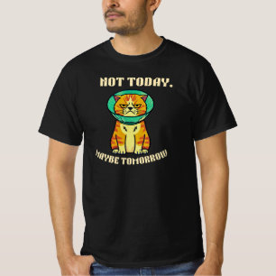 Camiseta Não Hoje, Talvez Amanhã Design Divertido do Gato M