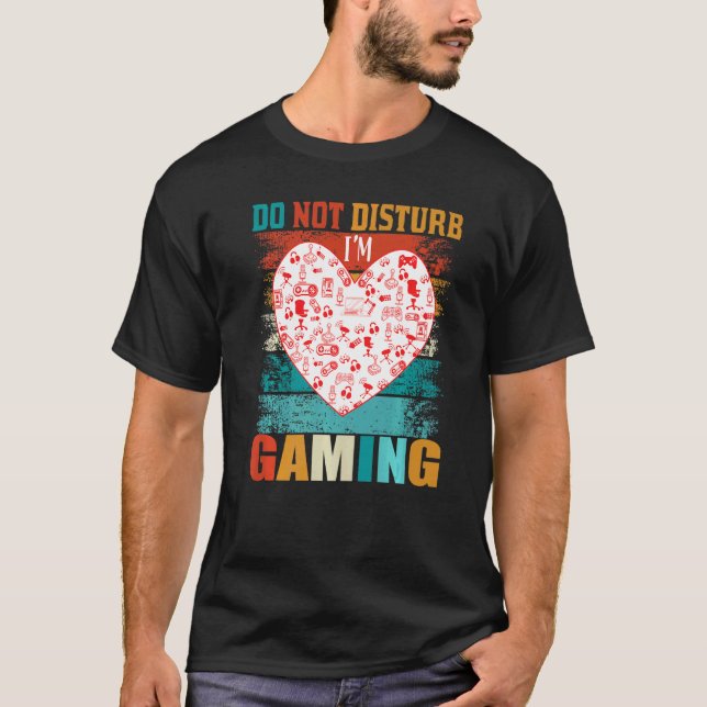 Camiseta Não Incomodar Joystick Retro Gambler do Coração (Frente)