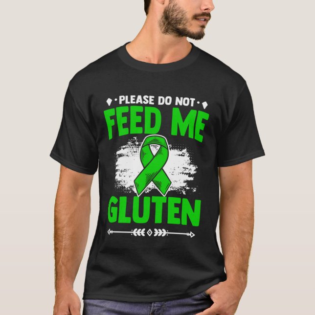 Camiseta Não Me Alimente Com Conhecimento De Doença Celiaca (Frente)