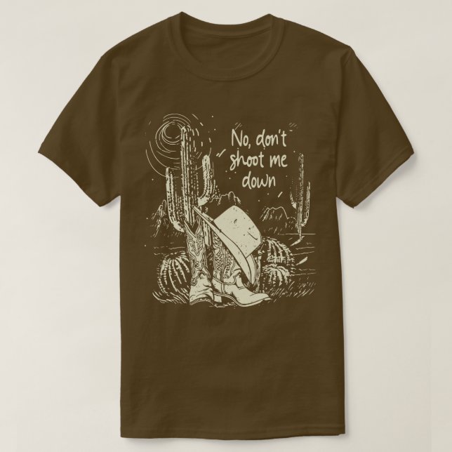Camiseta Não Me Atire No Boot Cowboy E Letras (Frente do Design)