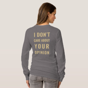 Camiseta Não Me Importo Com a Sua Opinião Minimalista Sarcá