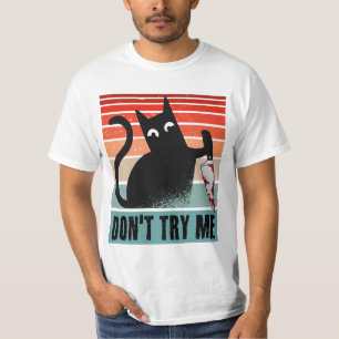 Camiseta Não me provoque, Gato Mal-humorado com faca Convit