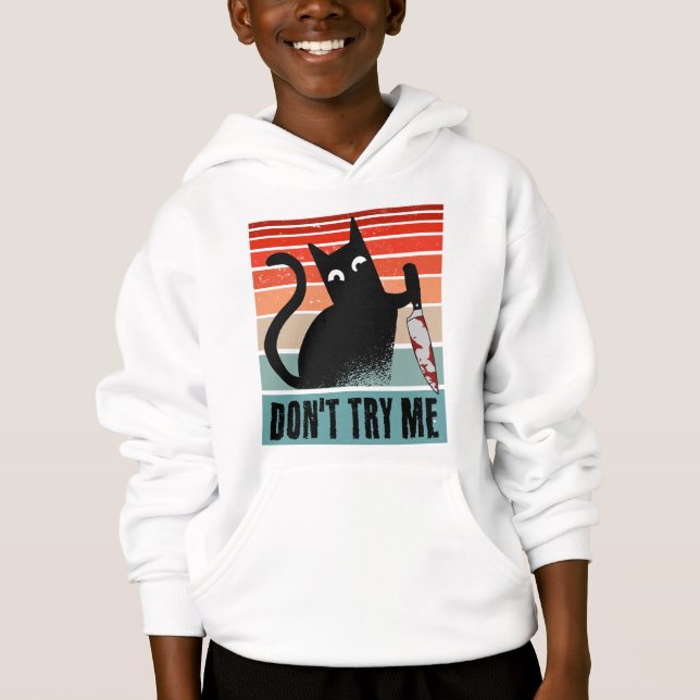 Camiseta Não me tente, Moody Cat com convite à faca (Frente)
