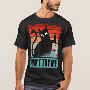 Camiseta Não me teste Gato Mal-humorado com faca Gato de Ha