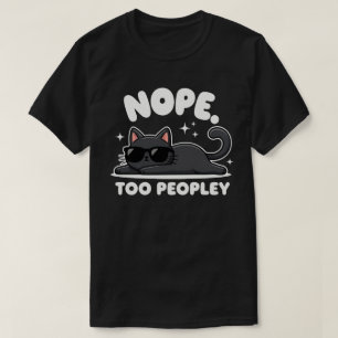 Camiseta Não, Muito Cheio de Gente   Gato Preto Engraçado  