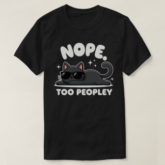 Camiseta Não, Muito Cheio de Gente | Gato Preto Engraçado |