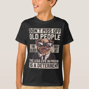 Camiseta Não Ofenda Pessoas Velhas Piada de Aniversário Cac
