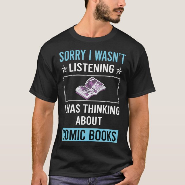 Camiseta Não Ouvindo Histórias em quadrinhos de Livros em Q (Frente)