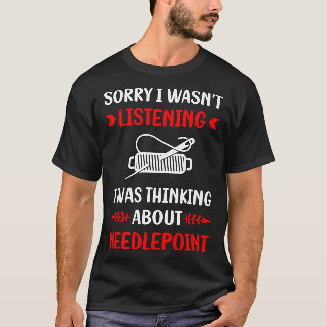 Camiseta Não Ouvindo o trabalho de Canvas do Needlepoint (Frente)