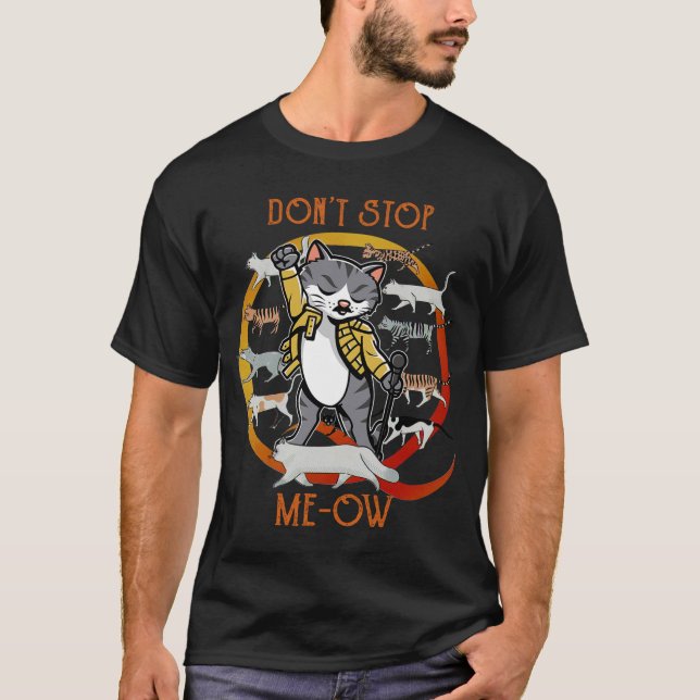 Camiseta Não pare de mijar Freddie Purrcury, Gato Engraçado (Frente)