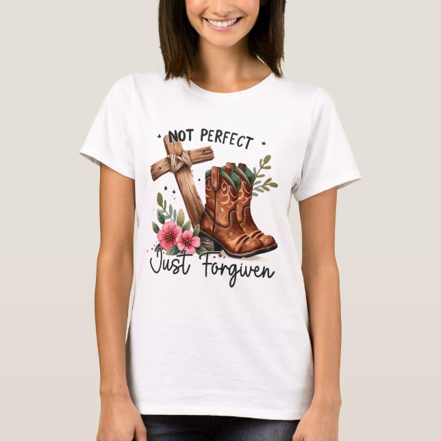 Camiseta Não perfeito, apenas perdoado (Frente)