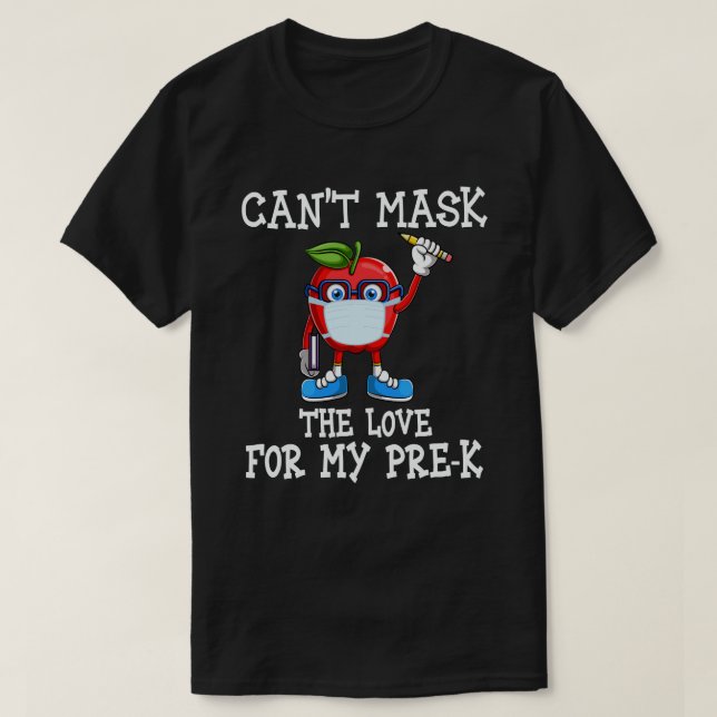 Camiseta Não posso mascarar o amor pelo meu presente pré-K  (Frente do Design)