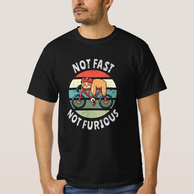 Camiseta Não Rápido Não Nojento Preguiçoso Furioso biciclet (Frente)