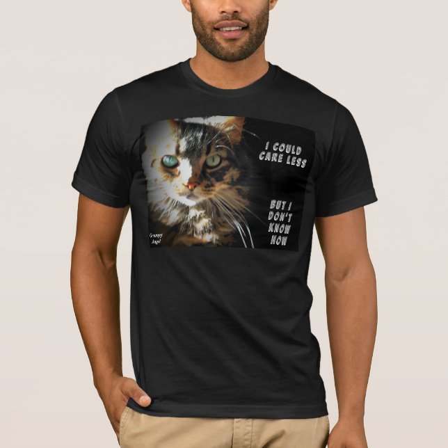 Camiseta Não saiba importar-se menos gato Meme (Frente)