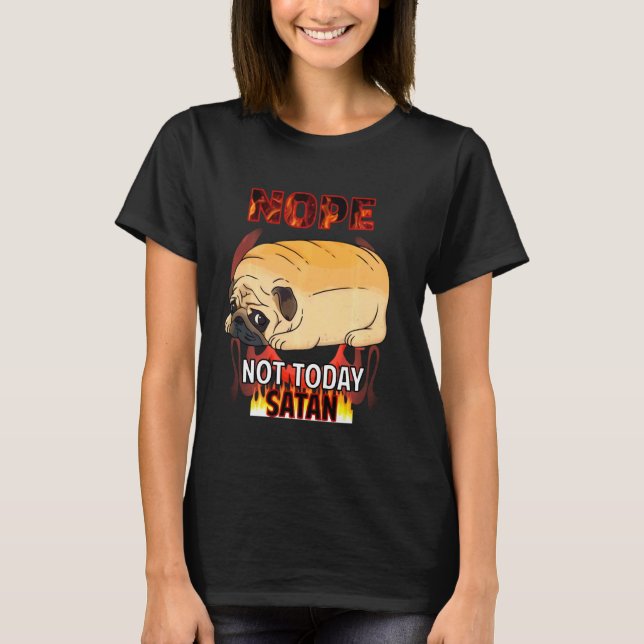 Camiseta Não Satan Pug Manga Longa (Frente)