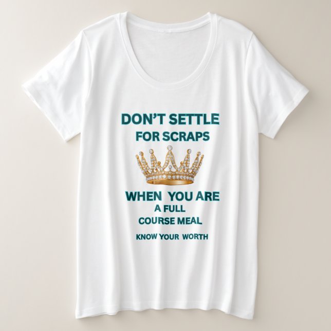 CAMISETA NÃO SE CONTENTEM ROUPAS BRANCAS TEAL COROA MOTIVAC (Frente do Design)