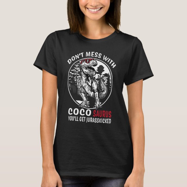 Camiseta Não se meta com Coco Surus Jurasschou vovó (Frente)
