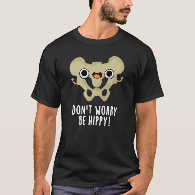 Camiseta Não se preocupe com Hippy Engraçado Osso Escuro BG (Frente)