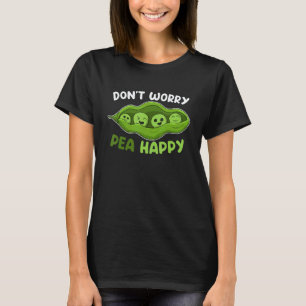 Camiseta Não se Preocupe Ervilha Feliz Vegano Vegetariano E