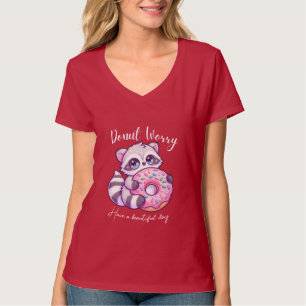 Camiseta Não se Preocupe Guaxinim Fofo Kawaii 