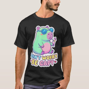 Camiseta Não se preocupe seja capivara fofa kawaii verão