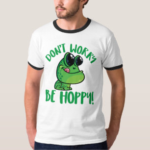 Camiseta Não se preocupe, seja feliz Sapo de desenho animad