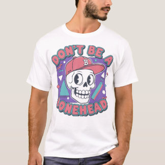 Camiseta Não Seja um Cabeça de Osso Retro Crânio Estilo Mem
