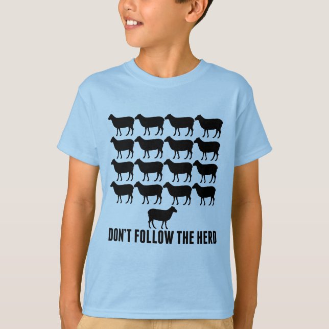 Camiseta Não sigas o "Herd of Sheep Be Yself Kids" (Frente)