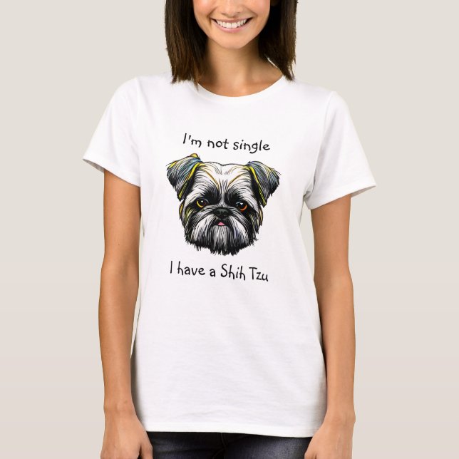 Camiseta Não Solteiro eu ter um Shih Tzu (Frente)
