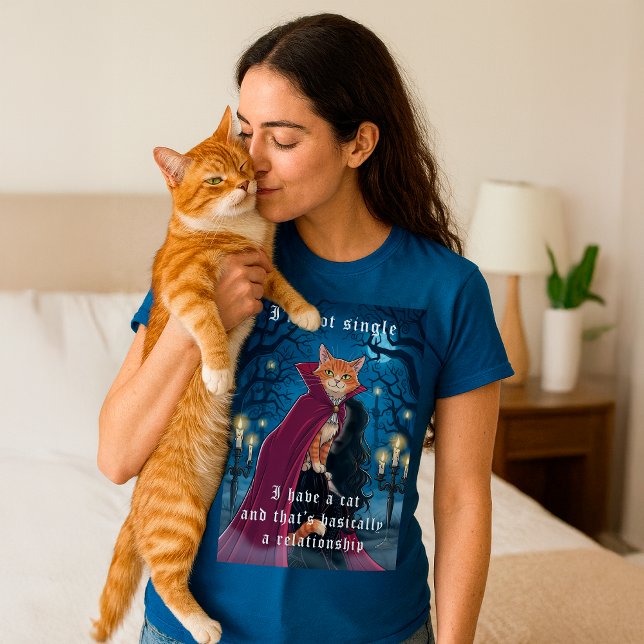 Camiseta Não Solteiro, tenho um gato | Citação de Gato Góti (Criador carregado)