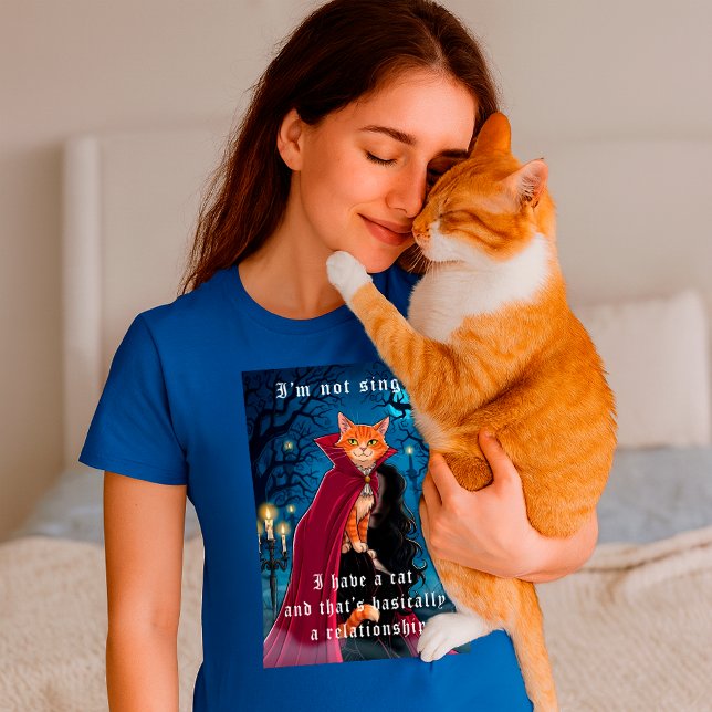 Camiseta Não Solteiro, tenho uma citação de gato e divertid (Criador carregado)