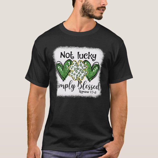 Camiseta Não Sortuda Só Abençoada Rua de Shamrock do Leopar (Frente)