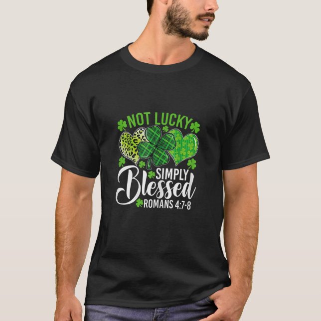 Camiseta Não Sortudo Simplesmente Abençoado Cristão (Frente)