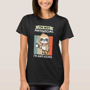 Camiseta Não sou antissocial sou anti preguiça de bicho pre