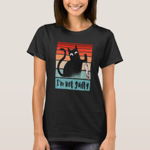 Camiseta Não sou culpado Gato inocente com faca Engraçado O