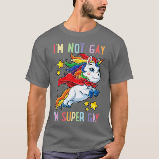 Camiseta Não sou Gay Im Super Orgulho gay LGB Flag Unicorn