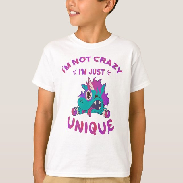 Camiseta Não sou louco, sou único, Mad Unicorn (Frente)
