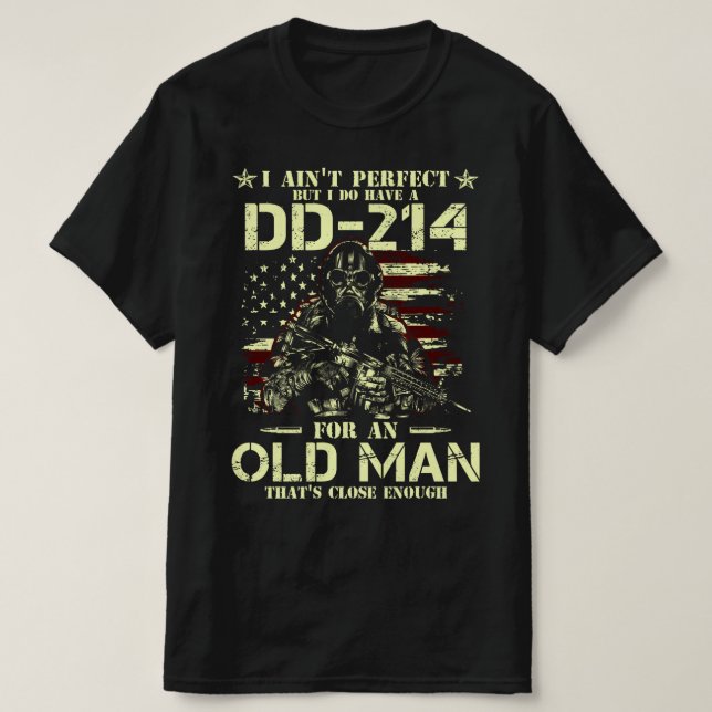 Camiseta não sou perfeito, mas tenho dd-214 (Frente do Design)
