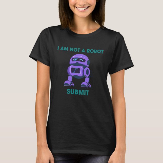 Camiseta Não Sou Um Robô  Captcha de Computador (Frente)