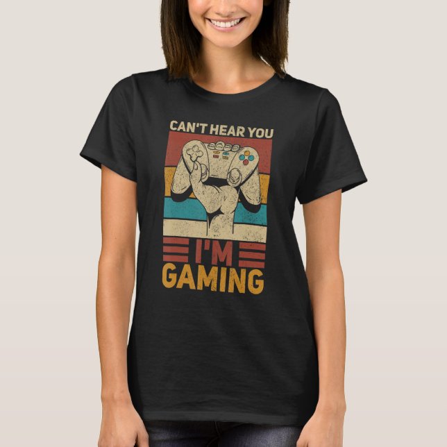 Camiseta Não te ouço, estou a jogar vídeo dos rapazes Roupa (Frente)