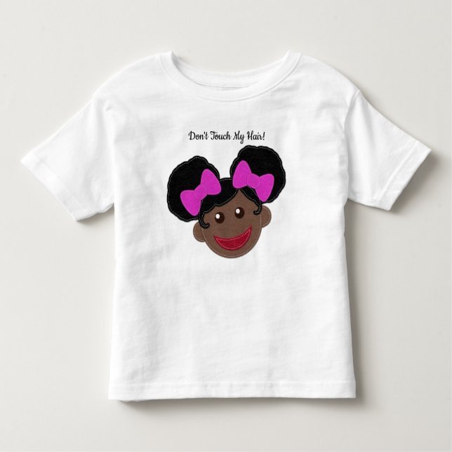 Camiseta Não toque no meu cabelo | Afro Puff Girl Cute (Frente)