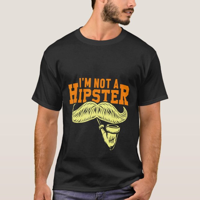 Camiseta Não um bigode de hipster que fuma cachimbo hippies (Frente)