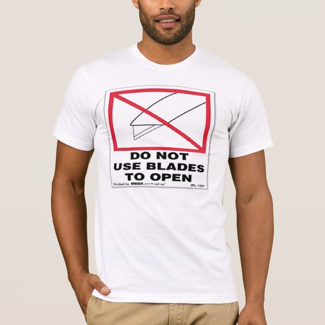 Camiseta Não use as lâminas para abrir (Frente)