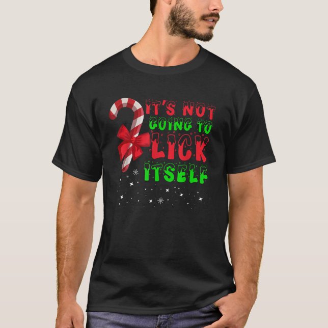 Camiseta Não Vai Lamber a Si Mesmo Moda Bastão de Doce  (Frente)