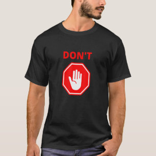 Camiseta Não Vermelho Parar Sinal de Mão