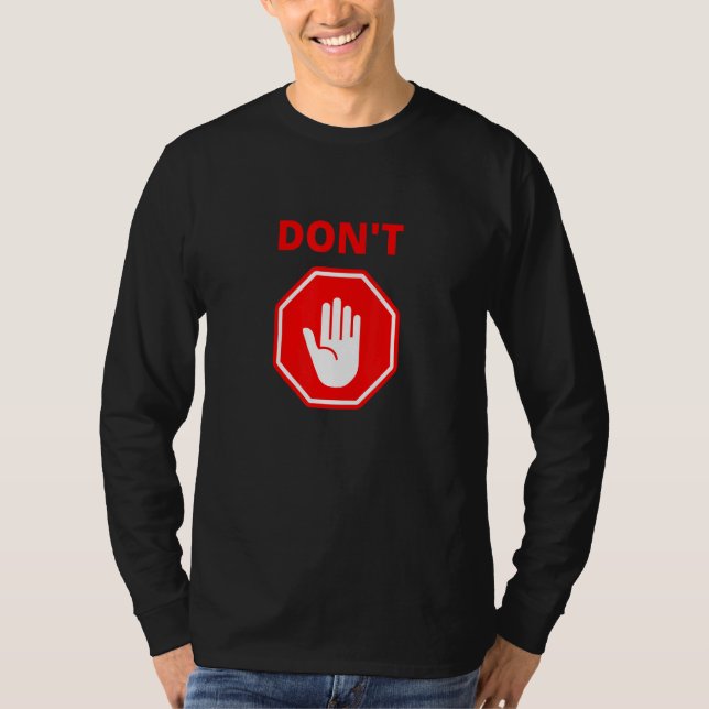 Camiseta Não Vermelho Parar Sinal de Mão (Frente)