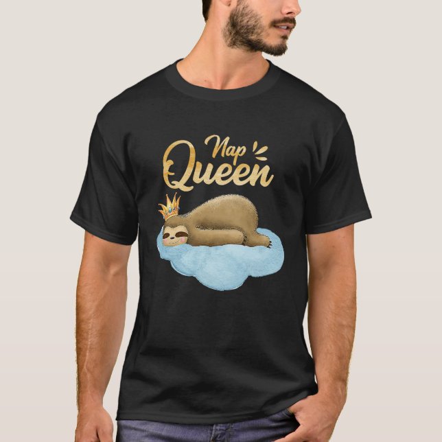 Camiseta Nap Queen Sloth com o Lover Coroa (Frente)