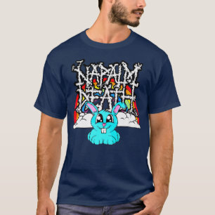 Camiseta Napalm Death Rainbow Bunny Rosa Funny