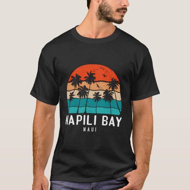 Camiseta Napili Bay Maui Hawaii Hi Beach Palm Tree (Frente)